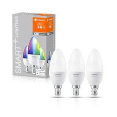 Набір ламп світлодіодних 3шт LEDVANCE SMART+ Candle B 40 E14 MULTICOLOR 4,9W (470Lm) 2700-6500K + RGB WiFi дім-их 
4058075485938 фото