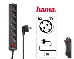 Подовжувач-фільтр мережевий Hama 6xТип F, 3x1.5мм кв, 16A, 5м, чорний