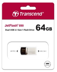 Накопитель Transcend 64GB USB 3.1 Type-A + Type-C 890 R90/W30MB/s TS64GJF890S photo