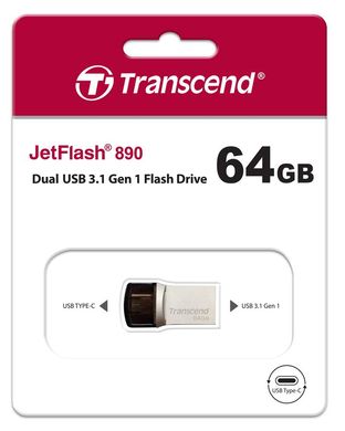 Накопитель Transcend 64GB USB 3.1 Type-A + Type-C 890 R90/W30MB/s TS64GJF890S photo