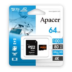 Карта пам'яті Apacer microSD 64GB C10 UHS-I U3 A2 R100/W80MB/s + SD AP64GMCSX10U8-R фото