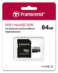 Карта пам'яті Transcend microSD 64GB C10 UHS-I U1 High Endurance (85TB) TS64GUSD350V photo