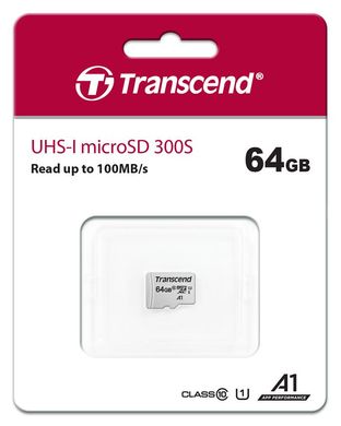 Карта памяти Transcend microSD 64GB C10 UHS-I R100/W20MB/s TS64GUSD300S photo
