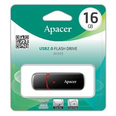 Накопичувач Apacer 16GB USB 2.0 Type-A AH333 Чорний AP16GAH333B-1 фото