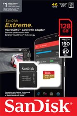 Карта памяти SanDisk microSD 128GB C10 UHS-I U3 R190/W90MB/s Extreme V30 + SD SDSQXAA-128G-GN6MA photo