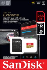 Карта памяти SanDisk microSD 256GB C10 UHS-I U3 R190/W130MB/s Extreme V30 + SD SDSQXAV-256G-GN6MA фото