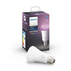 Лампа розумна Philips Hue E27, 9W(60Вт), 2000K-6500K, RGB, ZigBee, Bluetooth, димування 
929002216824 фото
