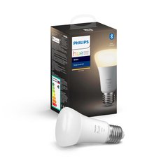 Лампа розумна Philips Hue E27, 9W(60Вт), 2700K, White, ZigBee, Bluetooth, димування 
929001821618 photo