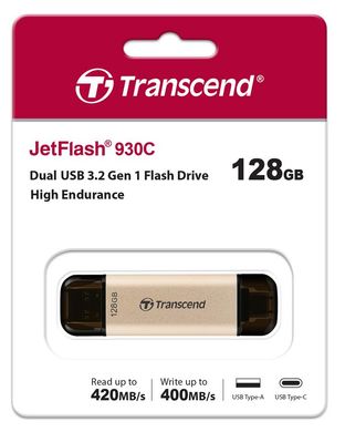 Накопитель Transcend 128GB USB 3.2 Type-A + Type-C JetFlash 930 Black R420/W400MB/s TS128GJF930C фото