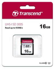 Карта пам'яті Transcend SD 16GB C10 UHS-I R95/W10MB/s TS16GSDC300S фото
