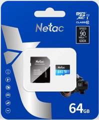 Карта пам'яті Netac microSD 64GB C10 UHS-I R80MB/s + SD NT02P500STN-064G-R фото