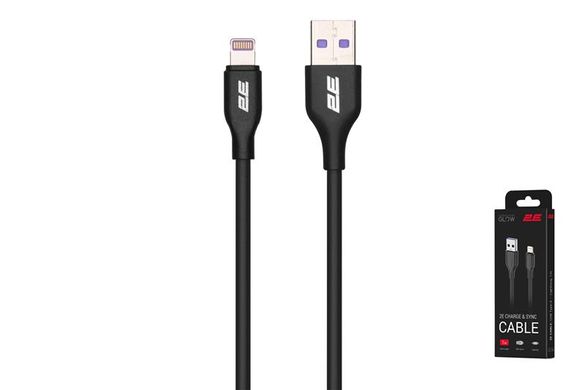 Кабель 2E USB-A - Lightning Glow 1м Black