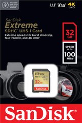 Карта пам'яті SanDisk SD 32GB C10 UHS-I U3 R100/W60MB/s Extreme V30 SDSDXVT-032G-GNCIN photo