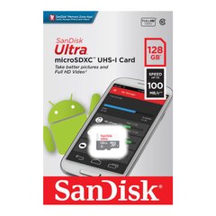 Карта памяти SanDisk microSD 128GB C10 UHS-I R100MB/s Ultra SDSQUNR-128G-GN6MN фото