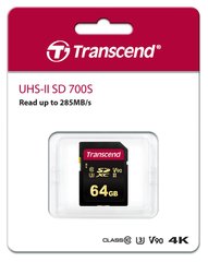 Карта пам'яті Transcend SD 64GB C10 UHS-II U3 R285/W220MB/s 4K TS64GSDC700S фото